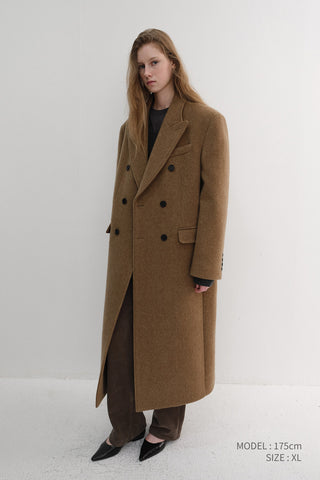 UNISEX TAILORED DOUBLE-BREASTED COAT CAMEL