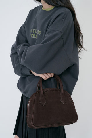 SUEDE BOSTON TOTE BAG DEEP BROWN