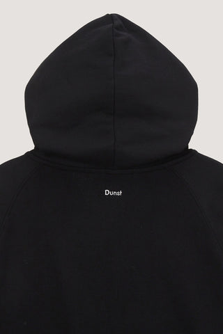 UNISEX LEATHER LOGO ZIP-UP HOODIE BLACK