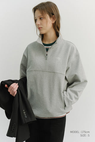 UNISEX RELAXED HALF ZIP-UP SWEATSHIRT MELANGE GREY