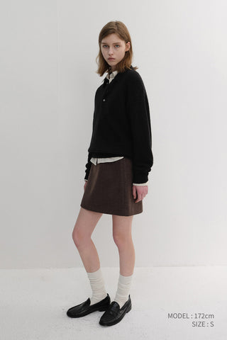 UNISEX HAIRY COLLARED SWEATER BLACK