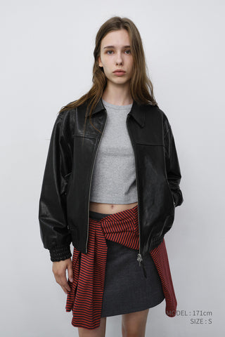 UNISEX REFINED LEATHER BLOUSON BLACK