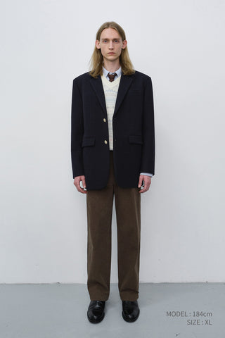 UNISEX CLASSIC 2 BUTTON WOOL BLAZER NAVY