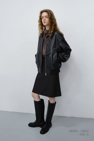 BIAS MIDI STRIPED SKIRT BLACK STRIPE