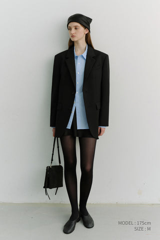 UNISEX 2 BUTTON WOOL BLAZER BLACK