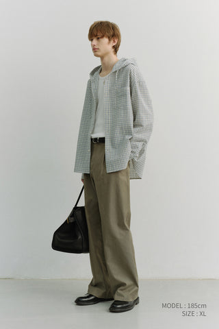 UNISEX CLASSIC HOODED SHIRT CREAM CHECK