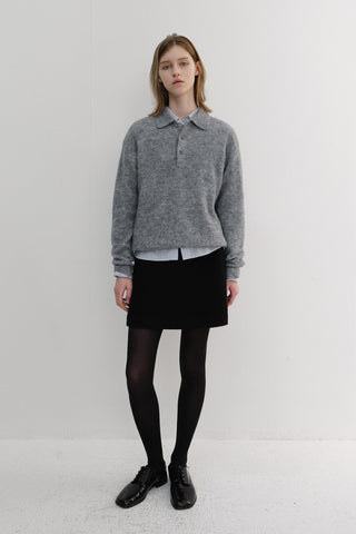 UNISEX HAIRY COLLARED SWEATER MELANGE GREY