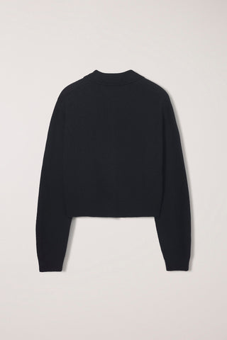 UNISEX COLLARED KNIT CARDIGAN BLACK