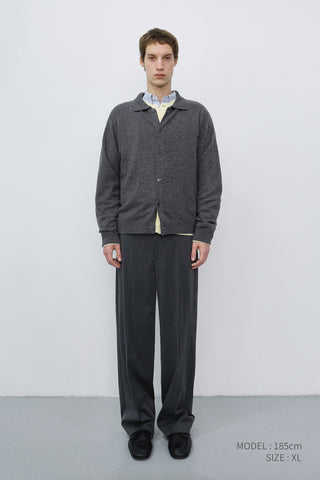 UNISEX COLLARED KNIT CARDIGAN MELANGE GREY