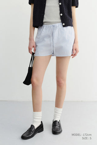 PAJAMA MINI SHORTS SOFT BLUE STRIPE