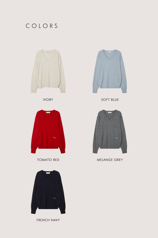 UNISEX SOFT V-NECK SWEATER MELANGE GREY