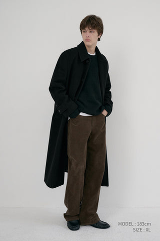 UNISEX BELTED CASHMERE MAC COAT BLACK