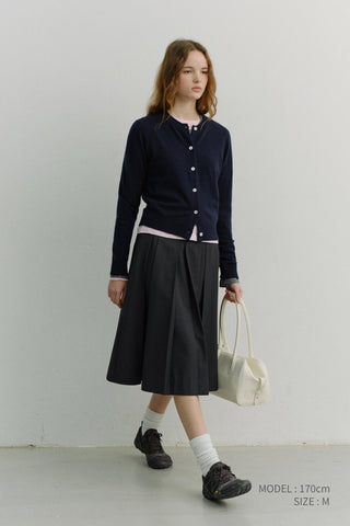 ESSENTIAL CREWNECK KNIT CARDIGAN DARK NAVY