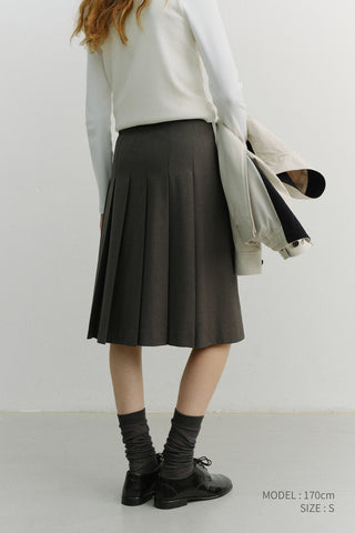PLEATS MIDI SKIRT GREY