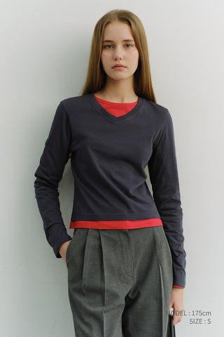 ESSENTIAL PETIT V-NECK T-SHIRT NAVY