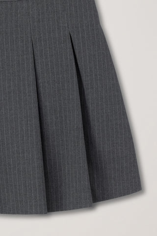 PLEATS MINI SKIRT GREY STRIPE