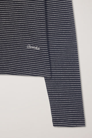 UNISEX HENLEY-NECK T-SHIRT BLACK STRIPE