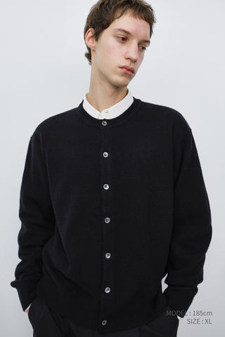 UNISEX CREWNECK KNIT CARDIGAN BLACK