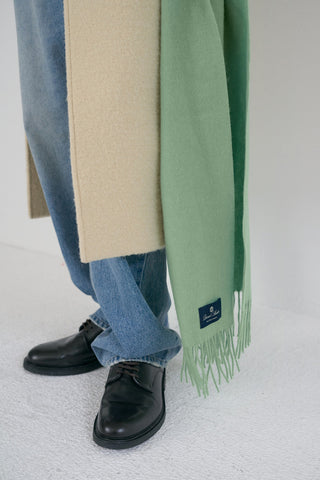 FRINGED CASHMERE MUFFLER SOFT GREEN