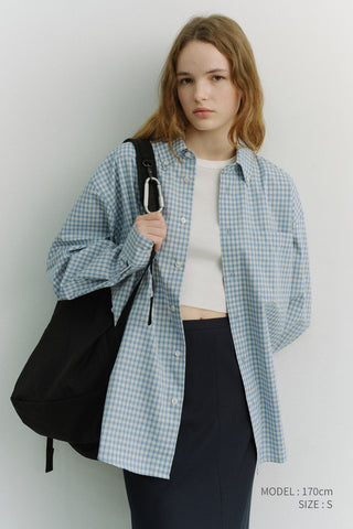 UNISEX OVERSIZED BD CHECKED SHIRT SOFT BLUE CHECK