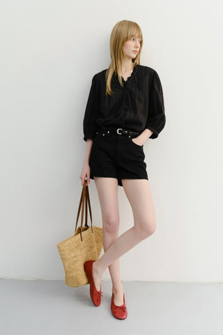 MINI DENIM SHORTS BLACK