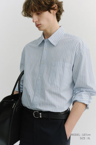 UNISEX OVERSIZED STRIPED SHIRT SKY BLUE STRIPE