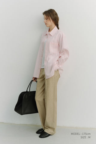 UNISEX OVERSIZED STRIPED SHIRT SOFT PINK STRIPE