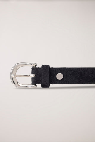 D-BUCKLE SUEDE BELT BLACK