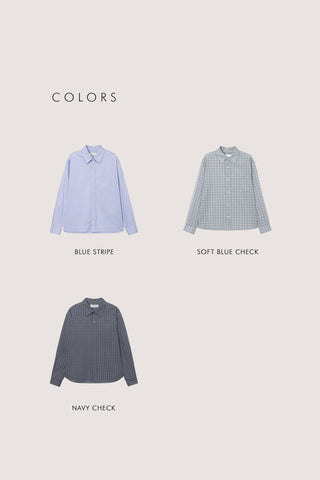 UNISEX CROPPED CHECKED SHIRT SOFT BLUE CHECK