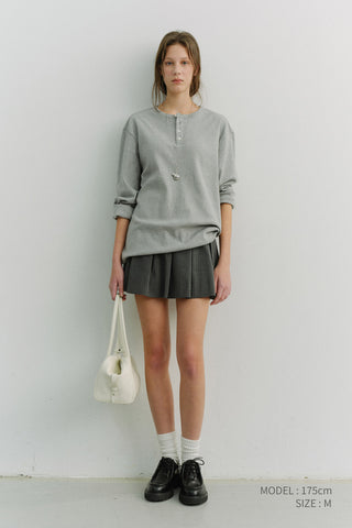 UNISEX HENLEY-NECK T-SHIRT MELANGE GREY