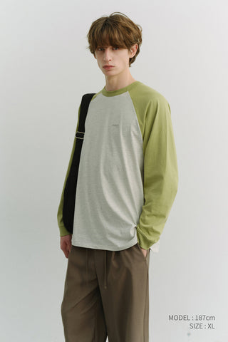 UNISEX RAGLAN T-SHIRT OLIVE GREEN OATMEAL MELANGE