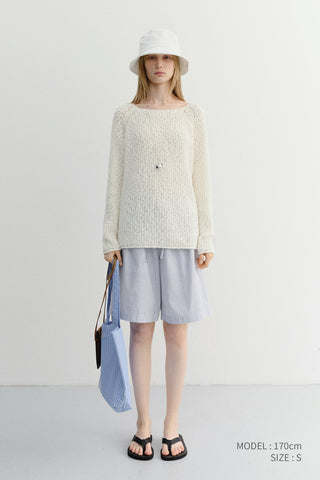 CROCHET CREWNECK KNIT IVORY