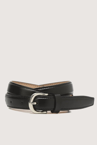 D-BUCKLE SLIM LEATHER BELT BLACK