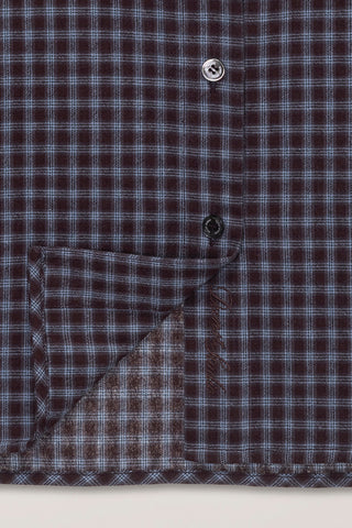 ESSENTIAL SLIM CHECKED SHIRT BROWN