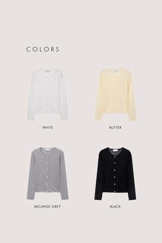 SUMMER ESSENTIAL CREWNECK CARDIGAN MELANGE GREY