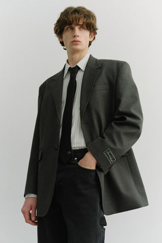 UNISEX OVERSIZED WOOL BLAZER MELANGE GREY