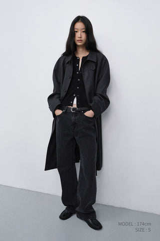 WIDE JEANS WASHED BLACK
