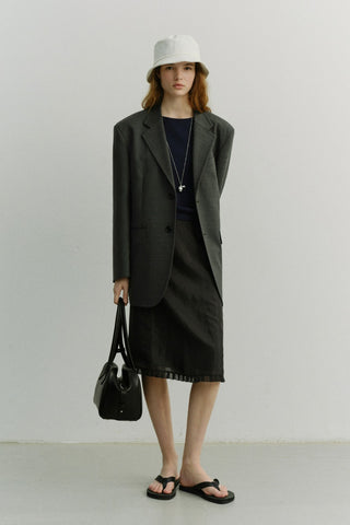 UNISEX OVERSIZED WOOL BLAZER MELANGE GREY