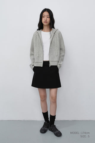 UNISEX HOODED KNIT CARDIGAN LIGHT MELANGE GREY