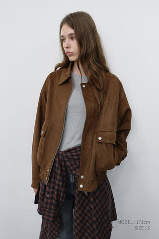 UNISEX ALTER-SUEDE ZIP-UP BLOUSON CAMEL SUEDE