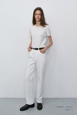 HALF SLEEVE KNIT TOP IVORY