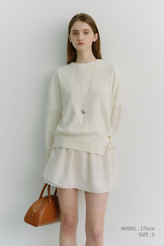 UNISEX BUTTONED CREWNECK SWEATER IVORY