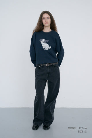 UNISEX PUPPY SWEATSHIRT FRENCH NAVY