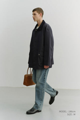 STRAIGHT SLACK JEANS GREYISH LIGHT BLUE