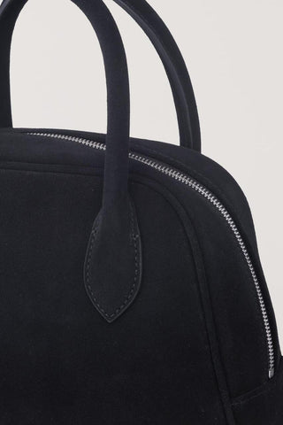 SUEDE BOSTON TOTE BAG BLACK