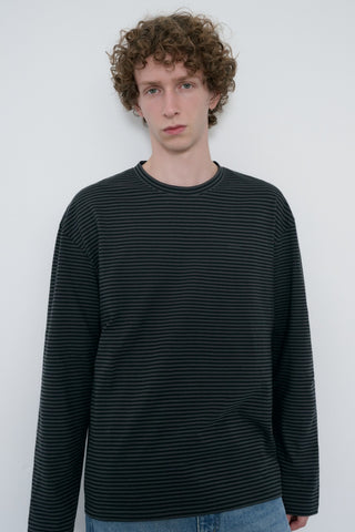 UNISEX MUTED STRIPED T-SHIRT CHARCOAL