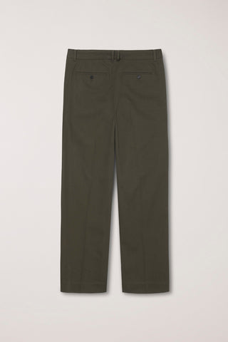 DOUBLE PLEATED WIDE CHINO SLACKS KHAKI