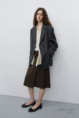 PLEATS MIDI WRAP SKIRT BROWN