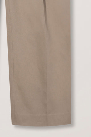 DOUBLE PLEATED WIDE CHINO SLACKS BEIGE