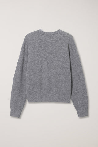 UNISEX BUTTONED CREWNECK SWEATER MELANGE GREY